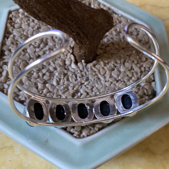 Vintage 925 Australian triplet opal cuff - Picture 3 of 4